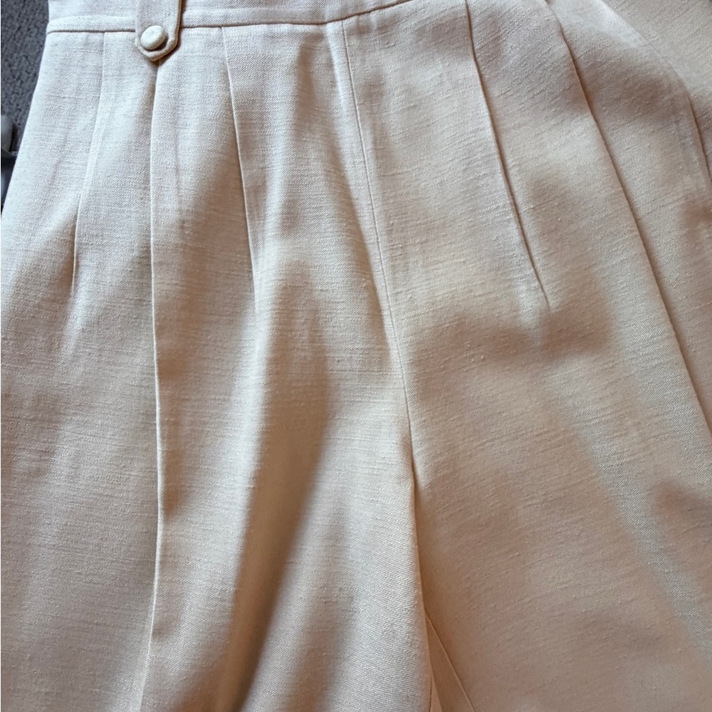 Sezane Cream Pleated Trousers